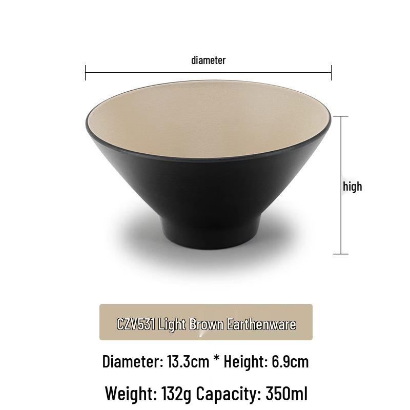 Large Frosted Melamine Ramen Bowl - Japanese-Style Restaurant Noodle Bowl for Mala Tang, Luosifen, Soup, and Rice Noodles