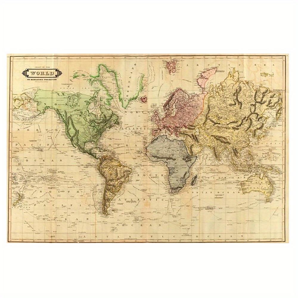 

Vintage World Map Print Linen Placemats Set Of 4 Classic Travel Themed Table Mats For Study Dining Decor 4PCS