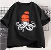 Octopus Orange Beanie Cotton TShirt Japanese Style Graphic Tees Casual Cotton Short Sleeve Round Neck Tshirts Unisex Clothe
