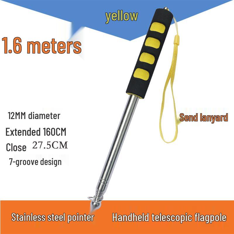 Telescopic Stainless Steel Flagpole - Available In 1.2m, 1.6m, and 2m for Tour Guides