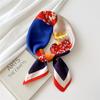 Luxury Silk Square Scarf Women Shawl Fashion French Flower Print Design Satin Hijab Wraps Neckerchief Female Hair Bands 70*70Cm