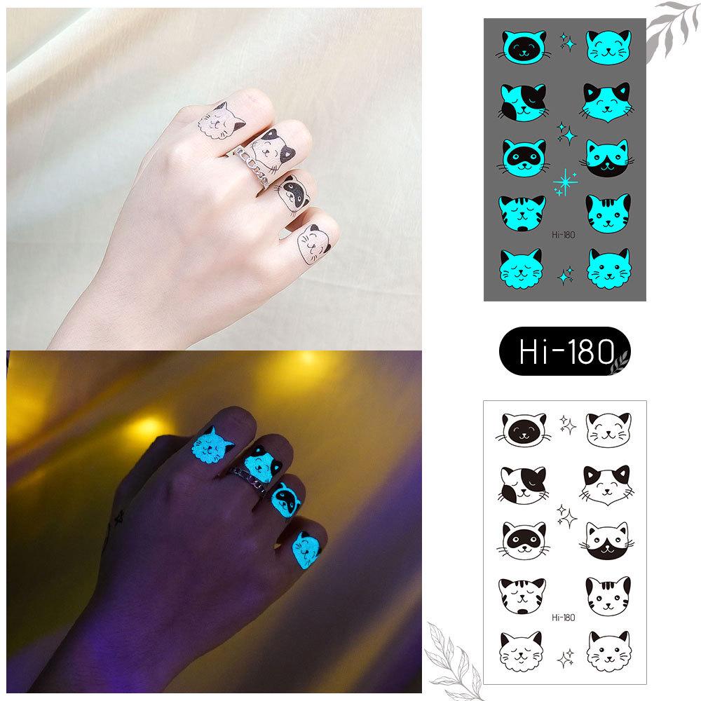 Ricalon Blue Luminous Love Couple Finger Tattoo Stickers