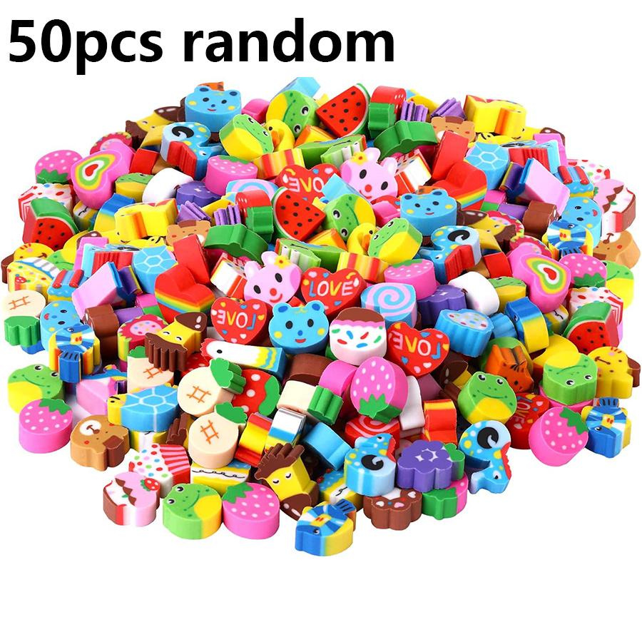 10-100pcs Cute Mini Erasers - Assorted Animal Fruit Etc Designs | Fun Classroom Prizes, Party Favors, School Supplies JXB