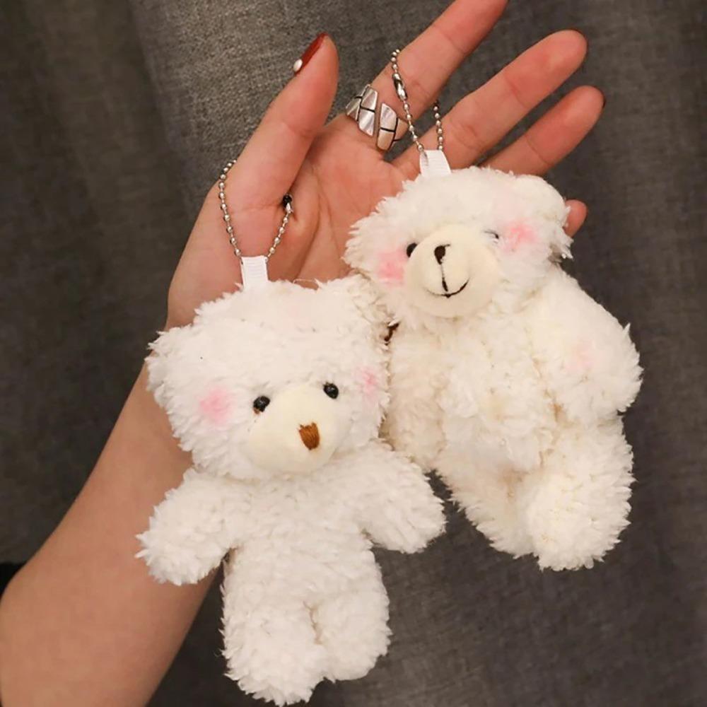 White Cute Blush Teddy Bear Keychain Bag Pendant Plush Pendant School Bear To Gift Season/Christmas/New Fashion Year Back