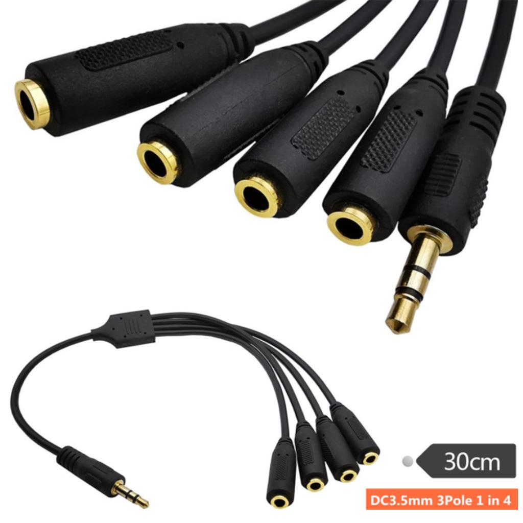 3.5mm Audio Cable, One Point Four Extension Cable, DC3.5 Stereo Male, Divided Into 4 DC3.5 Stereo Female,Level 3
