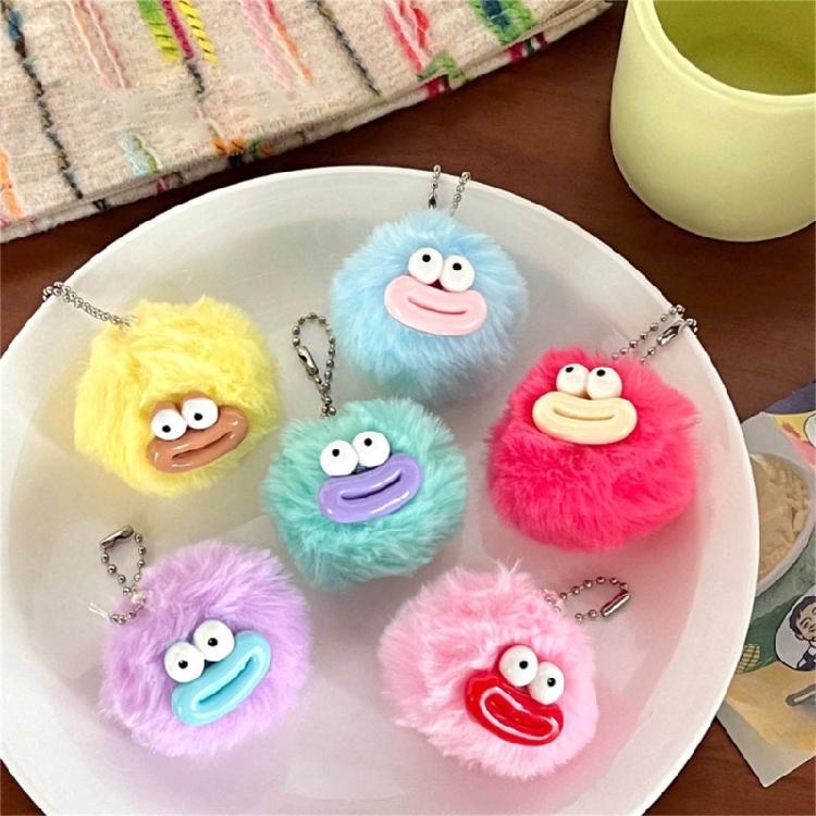 Creative Furry Balls Keychain Pendant with Large Sausage Mouth Cartoon Plush Bag Charm for School Bag Backpack Decors