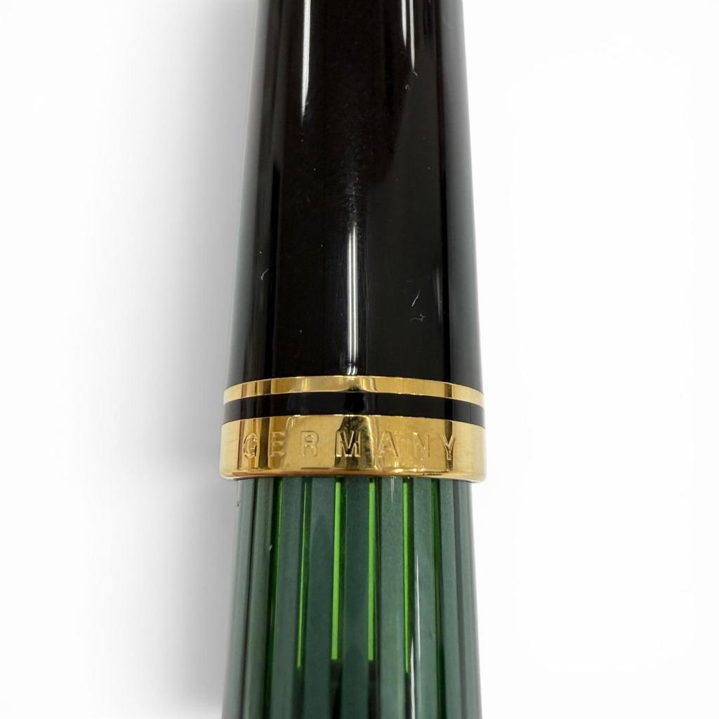Excellent PERIKAN Fountain Pen Souverene M400 Green Stripe Black 14K Mens Used
