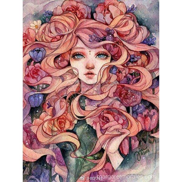 5D DIY Diamond Painting Kit Manga Woman Art Diamond Embroidery Rhinestones Decorations for Home