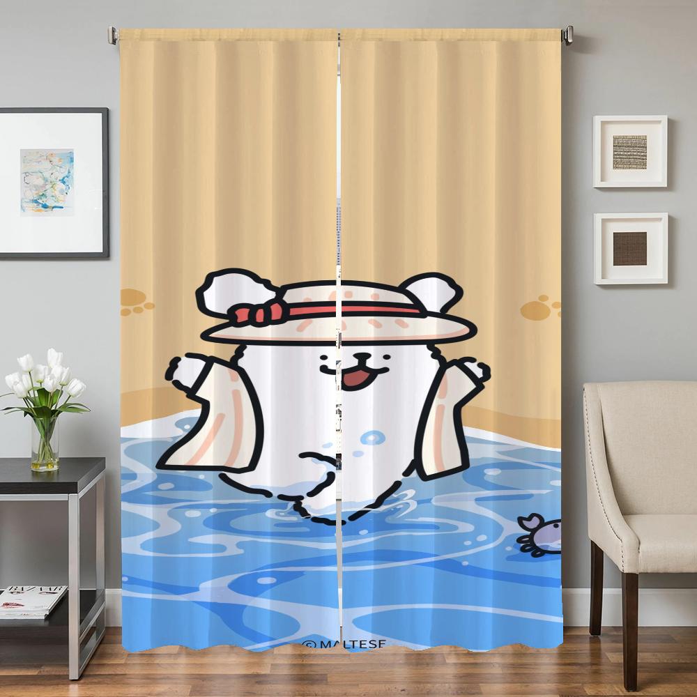 Wystrój Domu Zasłony Kuchenne do Salonu 2 Sztuki Zasłony Zaciemniające Zasłona na Drzwi Maltańczyk Przegroda Dekoracja Sypialni