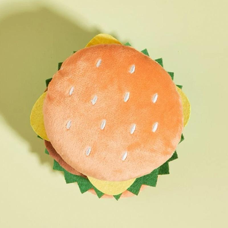 Nuovi Peluche Eco-Friendly per Animali Giocattoli per Cani Simulazione Hamburger Cartone Animato Resistente al Morso Giocattolo da Masticare