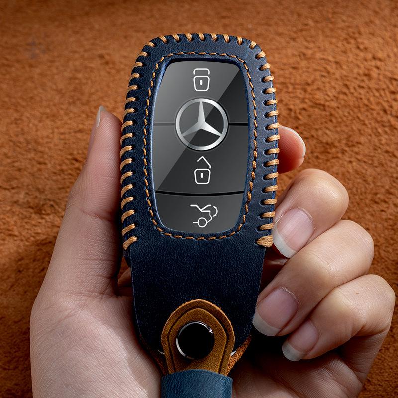 Genuine Leather Key Bag Set for Mercedes-Benz S-Class C200L, New C-Class, E-Class E300L, and GLK300