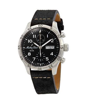 Type 21 Chronograaf Echt Leer Zwarte Wijzerplaat Automatisch H1821CHATLNG Herenhorloge