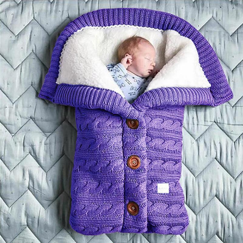 Velvet-Lined Knitted Baby Stroller Sleep Sack