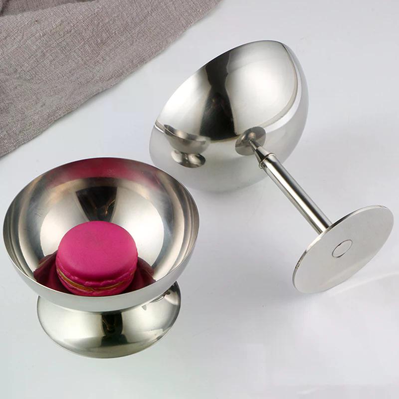 1pc New Stainless Steel Goblet Cup Ice Cream Dessert Salad Bowl Fruit Plate Snack Dish  Home Bar Party Kitchen Tool