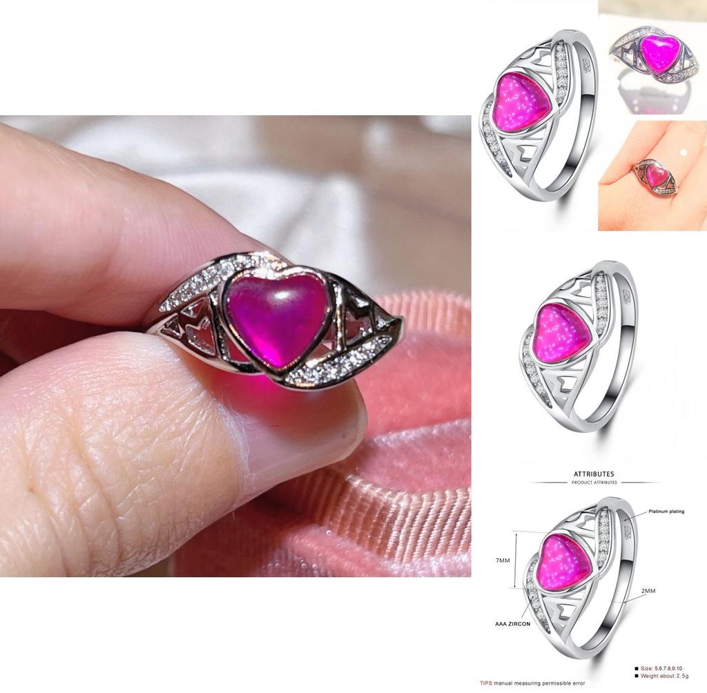 2018 Cross-border Explosion Source Fantasy Australian Peach Heart Ring Mother's Day Gift Mom Inlaid Diamond Ring
