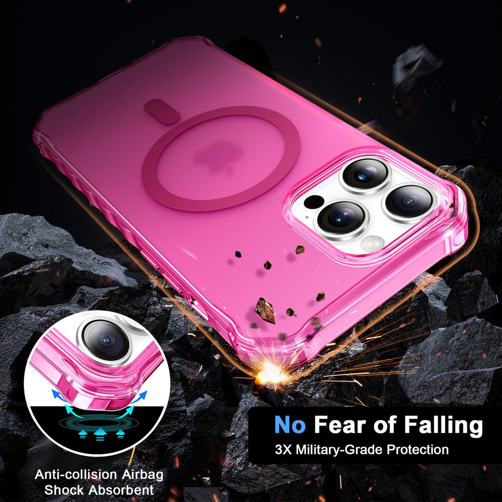 Coque pour iPhone 15 Pro Compatible MagSafe Bord Ondulé Fin Housse de Téléphone PC + TPU