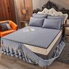 Seaweed Cotton Quilted Bed Skirt One-Piece Thickened Warm Removable Lace Bedspread Brushed Mattress Cover Three-Piece Set
