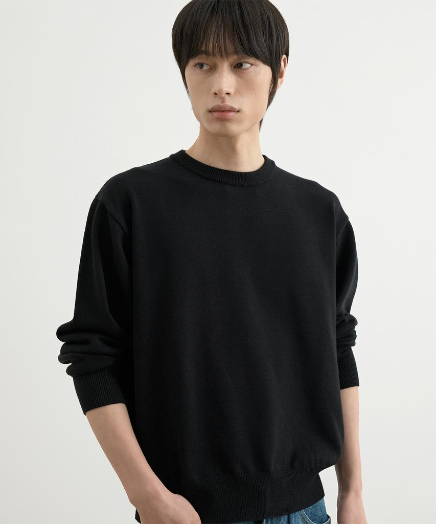 WHOLOVESART Washable Semi-Crop Knit Pullover Black