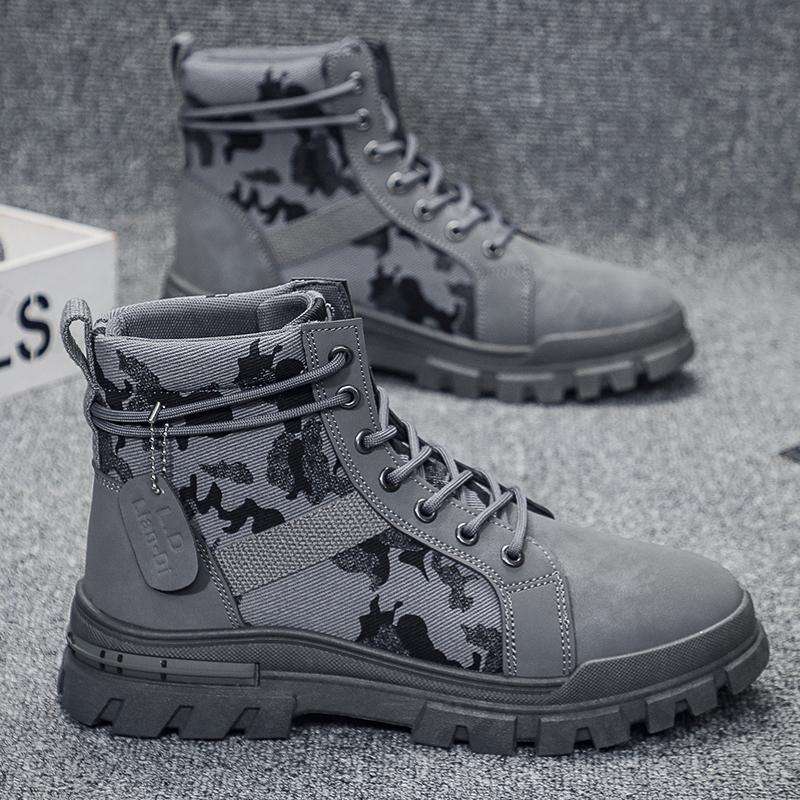 Fashion Retro Camouflage Design Thick Soled Casual Short Boots for Men Autumn 2025 New High Top Comfortable Non Slip Fashion Ankle Boots