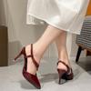 Fashion 2025 Summer New Patent Leather Pointed Toe Sexy Fine Heeled High Heels Red Career Back Hollow Slides Designer Sandalias De Mujer