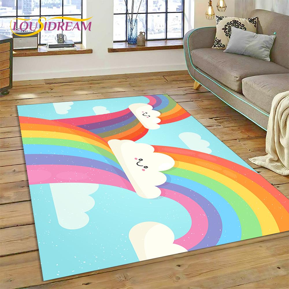 

Rainbow 3D Colour Illusion Cartoon Rug Carpet for Living Room Bedroom Home Decor,Floor Mat Non-slip Decoration for Sofa Doormat 40x60cm( 15x23in )