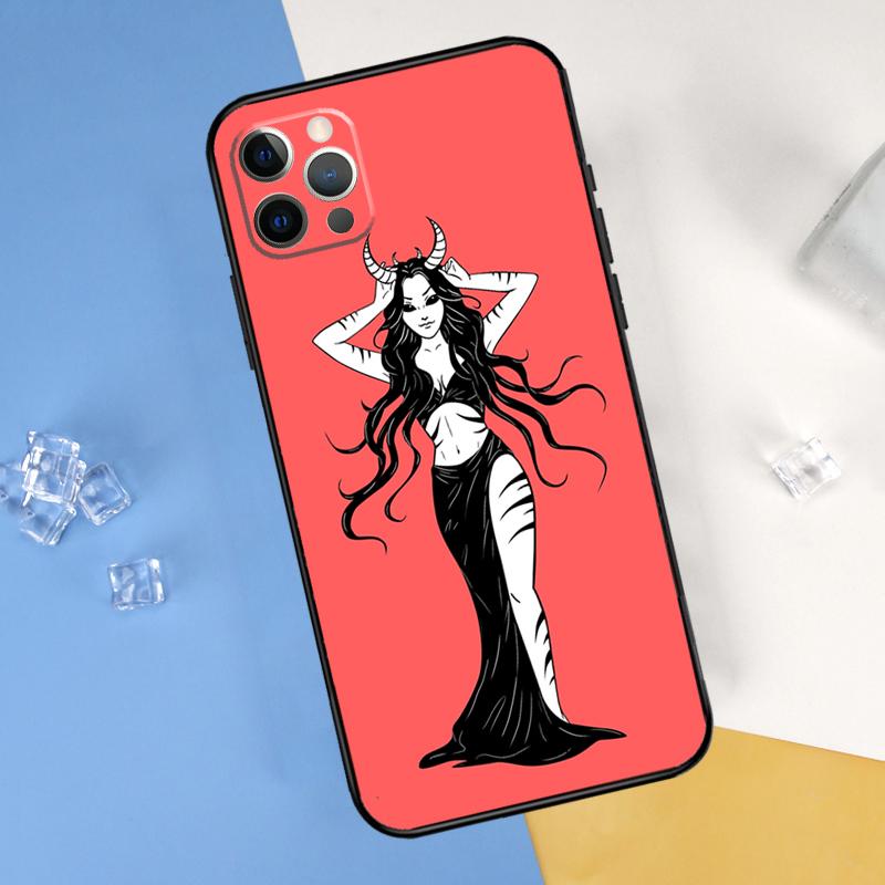 Devil Girl Woman Phone Case For iPhone 16 Pro Max 16e 12 13 Mini 11 14 15 Pro Max XR 15 16 Plus Cover Shell