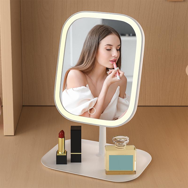 Nischen-Moderner Schreibtisch-Schminkspiegel 3-Farben-Licht LED-Make-up-Spiegel Berührungsspiegel Damen Schlafzimmer Schminkspiegel