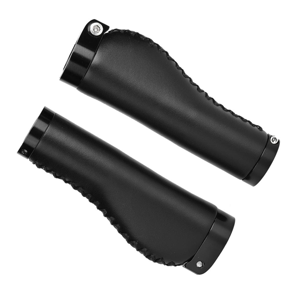 1 Paar PU-Leder Mountainbike Faltrad Fahrrad Lenkergriffe abschließbar (Schwarz)