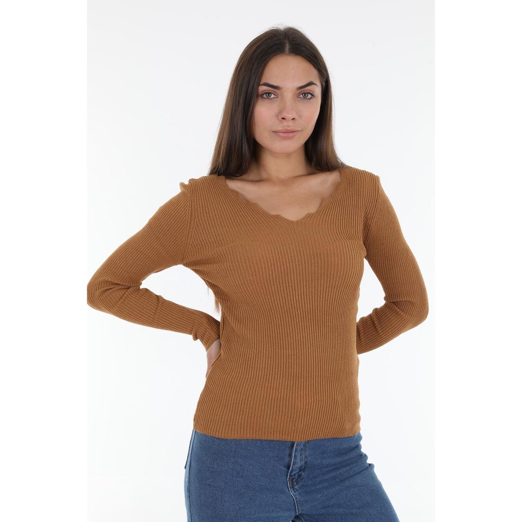 Bluză de tricotaj cu guler scară mărime standard