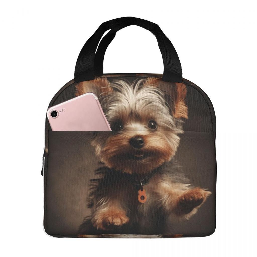 Yorkshire Terrier Dog Being Cute Insulated Lunch Bag for Women Children Portable Food Boxes Thermal Lunch Box Tote