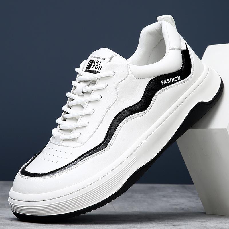 

Board shoes men s shoes 2025 spring new breathable casual shoes leather sports shoes trend versatile platform white shoes 44