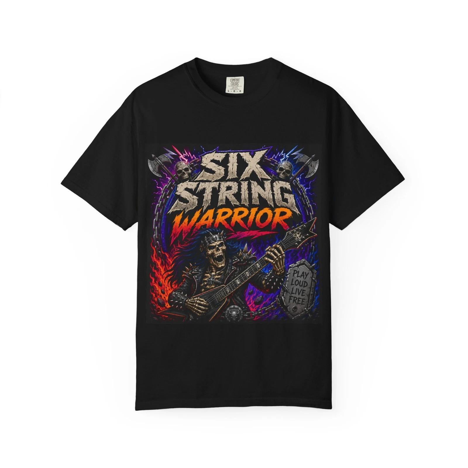 Six String Warrior T-shirt | Skeleton Guitarist Rock Tee XXXL