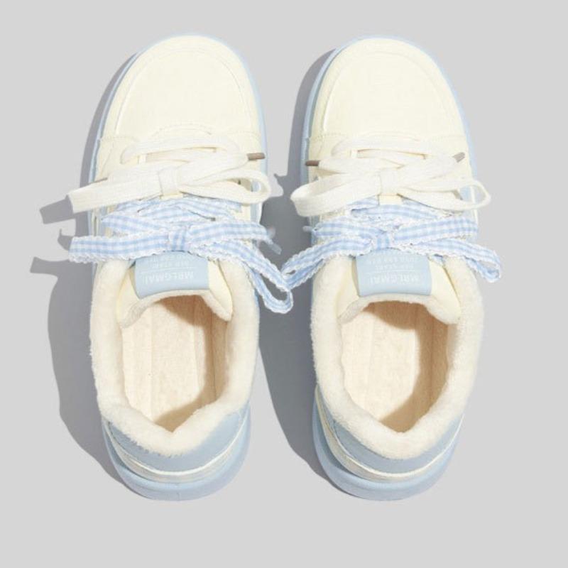 Fleece-lined Warm Sneakers Stylish Versatile Casual Thick-soled Double-cotton Shoes