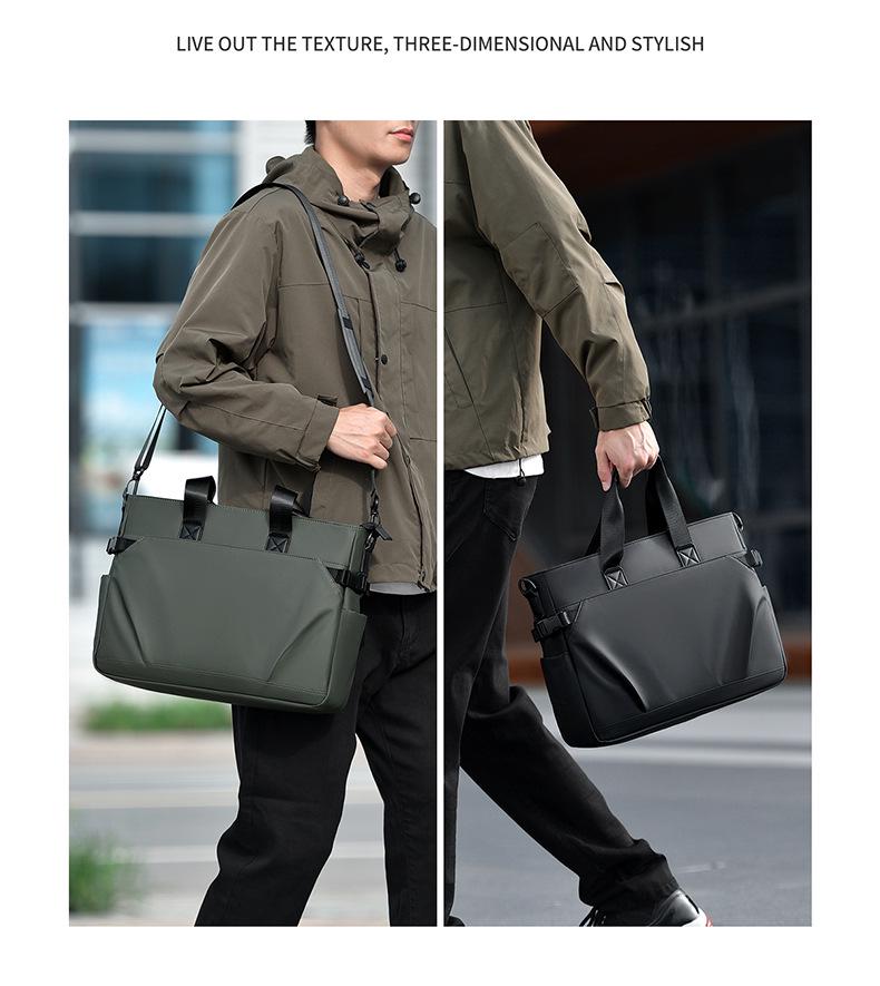 Men's Black Waterproof Oxford Briefcase – Large Capacity, Versatile Commuter Bag