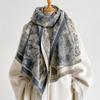 Winter Fashion Oversized Blanket Scarf Faux Cashmere Brown Vintage Antique Castle Garden Art Print Reversible Ladies Wrap Shawl