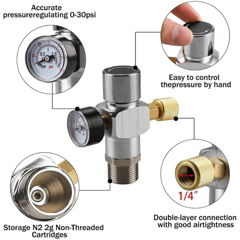 Aluminum Alloys Coffee Pressure Regulator Gauge With High Accuracy Display For Home Brewing Coffee Gas Chargers