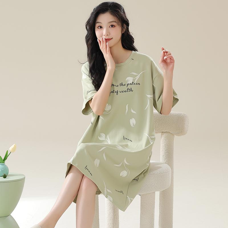 

Женские ночные рубашки с коротким рукавом и накладкой на грудь, женская летняя домашняя одежда с рисунком для молодых девушек, милая ночная рубашка, повседневная свободная одежда для отдыха XL