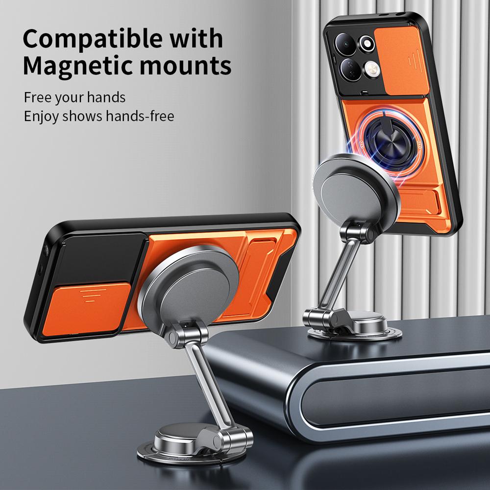 KEYSION Magnetic Phone Case for Xiaomi Redmi 17 4G 5G Slide Camera Protection Upright Kickstand 360° Ring Shockproof Back Cover
