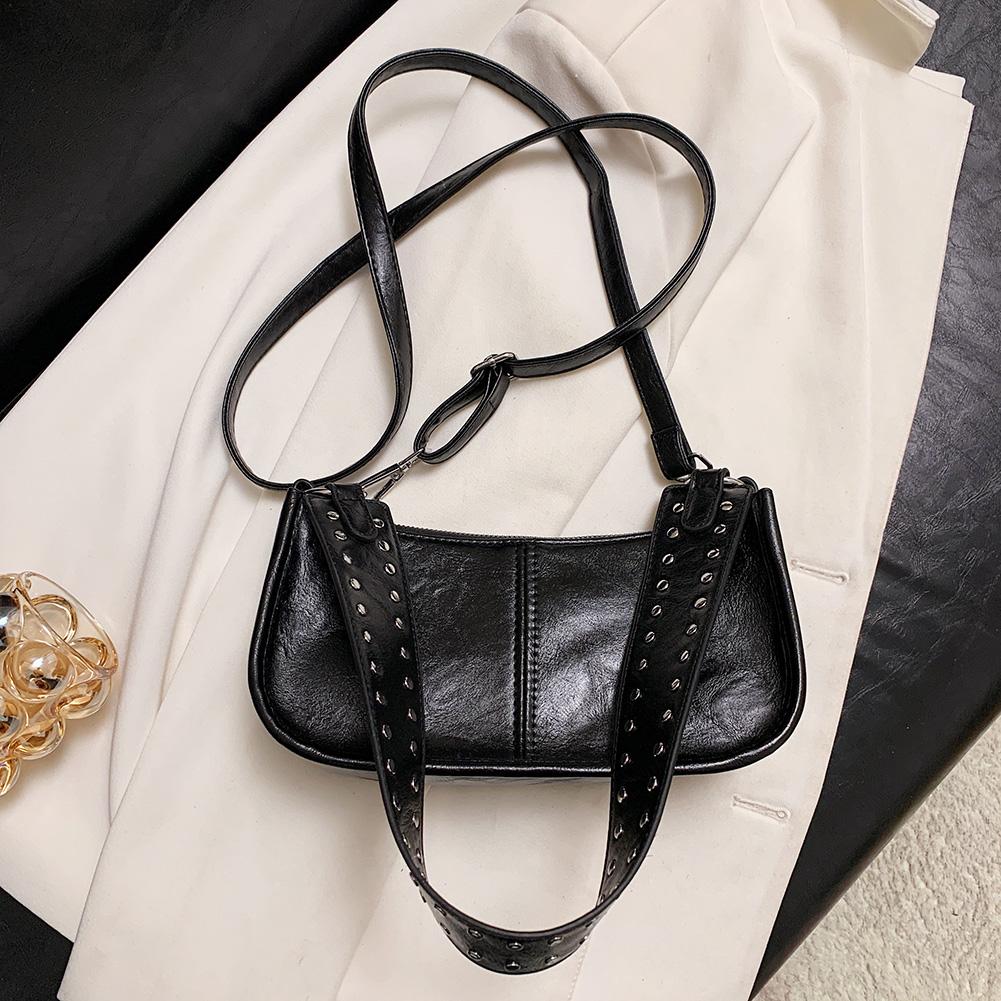 Women Studded Underarm Bag Vintage PU Leather Armpit Bag Retro Y2k Tote Handbag Vintage Crossbody Bags Fashion Hobo Shoulder Bag