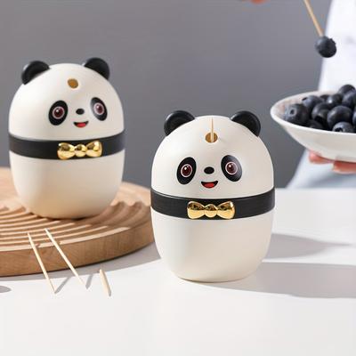 1PC öffnet automatisch hochwertige, personalisierte Kreativität für Zuhause, süßer Panda-Zahnstocherhalter, Eimer, Glas, Panda-Zahnstocherbox