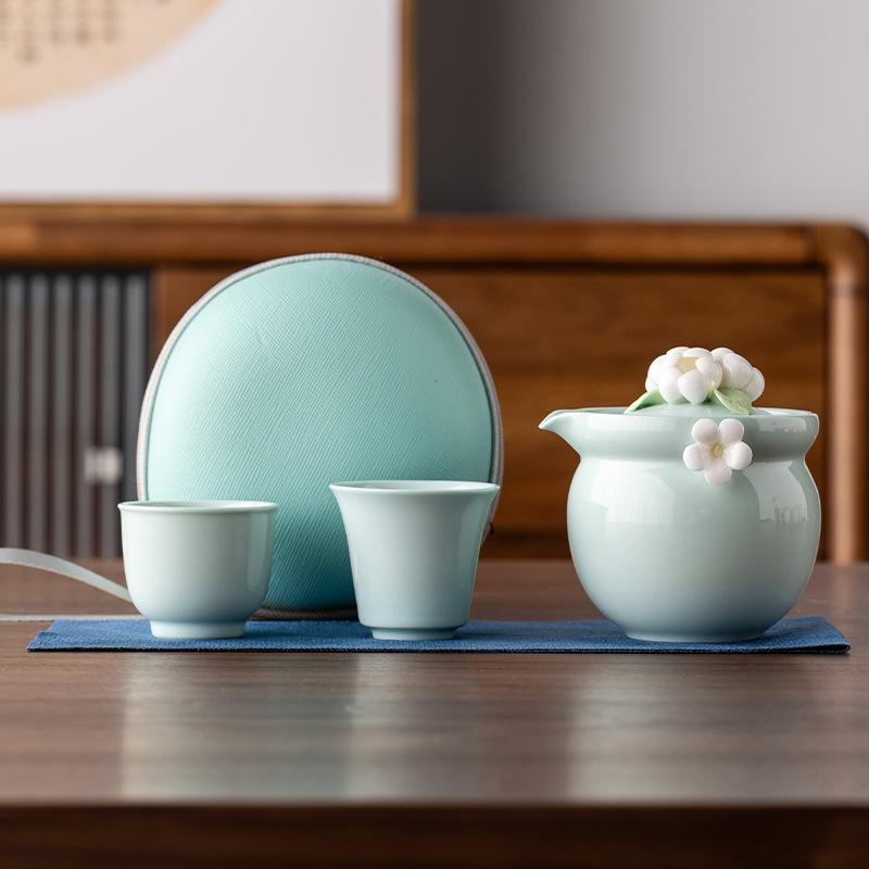 

Кружка Kuaike розовая мерч для путешествий, кемпинга, улицы, портативная сумка для хранения, набор для чая кунг-фу, женский ручной работы, чайник для заваривания с цветком, сделанным щипком