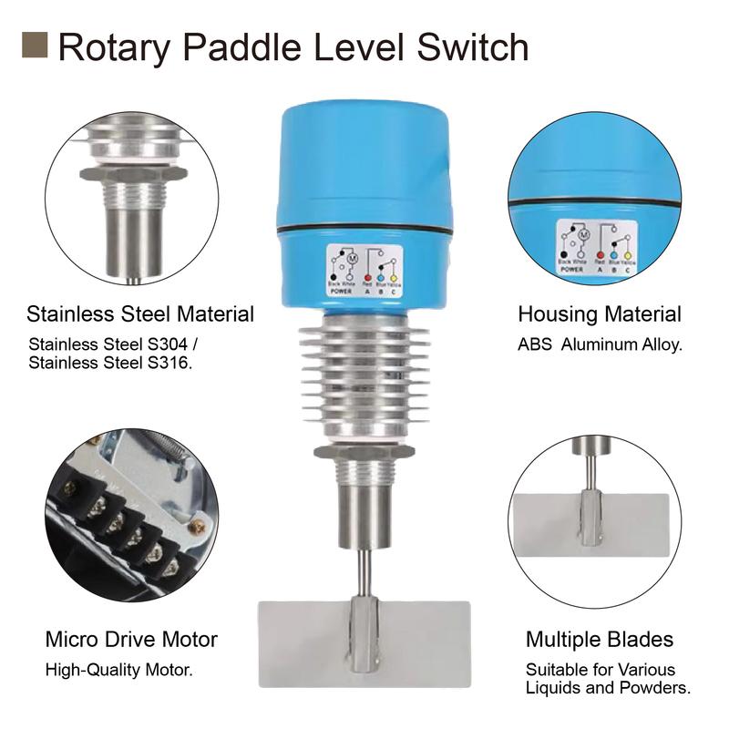 SR80 Rotary Paddle Level Switch High Temperature Threaded Sensor Silo Material Level Control Bulk Solid Indicator