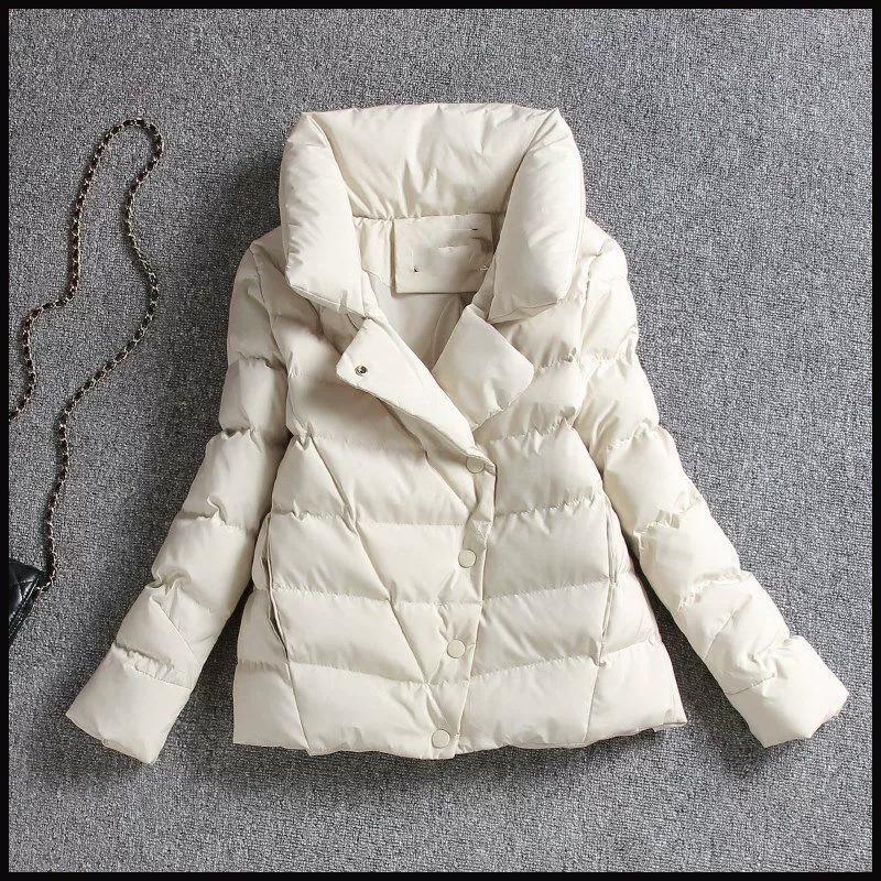 Autumn Winter Padded Jacket Women's Short Korean Version of The Stand-up Collar Thick Padded Jacket Is Thin and Small Padded Jacket Cotton Jacket