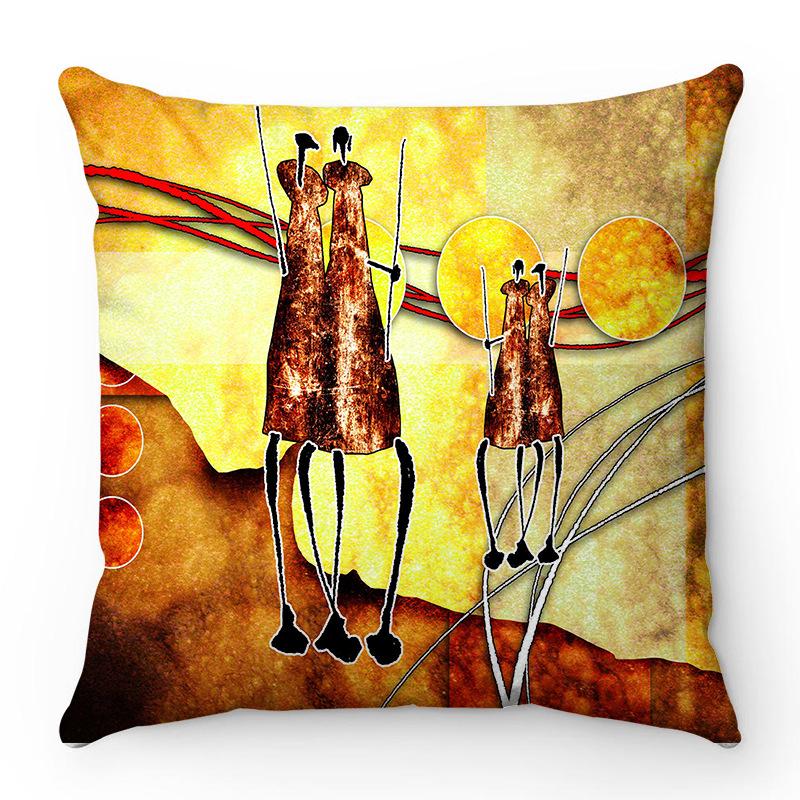 Oil Painting Of An African Woman Digital Printing Short Plush Pillow Covers For Car Sofa Office Cushion Cover Home Goods 60X60Cm