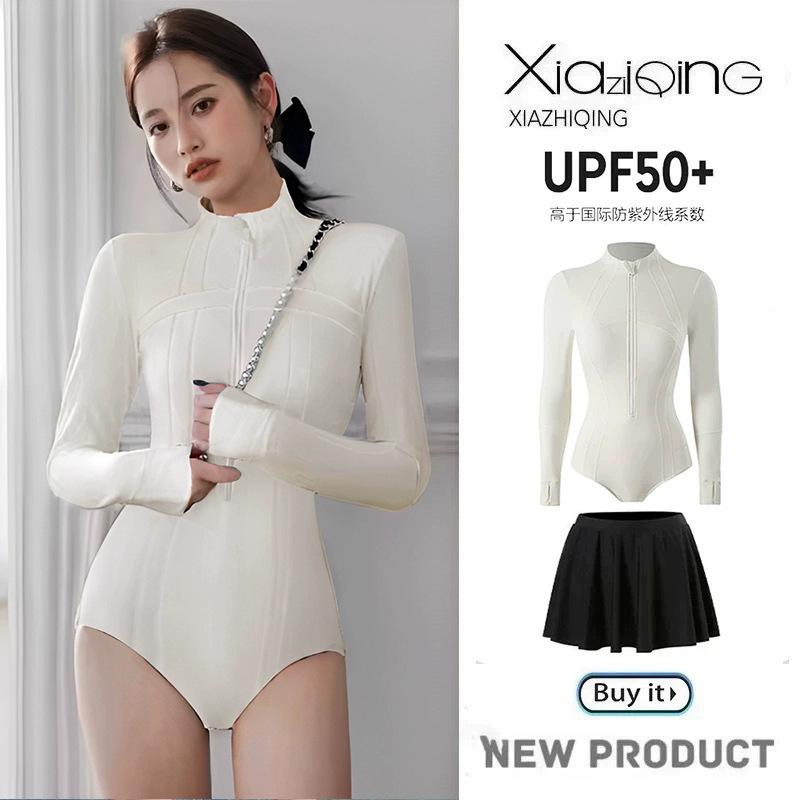 Tail Wave Surfing Turtleneck Swimsuit Women'S Long-Sleeved Trousers Professional Sunscreen Upf50 + One-Piece Quick-Drying Wetsuit Jellyfish Suit