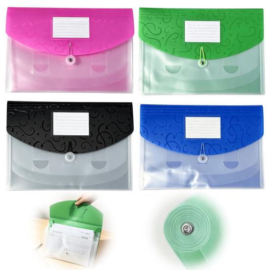 Expandable File Folder Document with Label Slot, Layered Design Waterproof PP Student Holder Envelope, Secure Rope Closure Organizer for Office