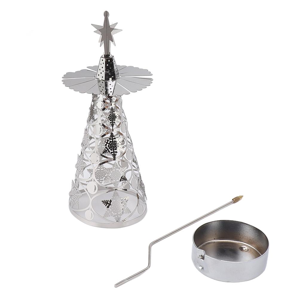 Spinning Candle Holder Rotating Candlestick Set for Romantic Wedding Christmas Party Silver