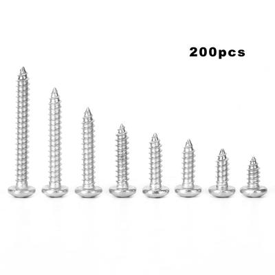 200pcs Self Tapping Screw Cross M3.5 304 Stainless Steel Pan Head Combination Set