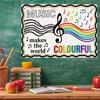 Music Makes World Colorful Tapestry, Rainbow Notes Wall Hanging, Classroom Music Room Wall Decoration Decor