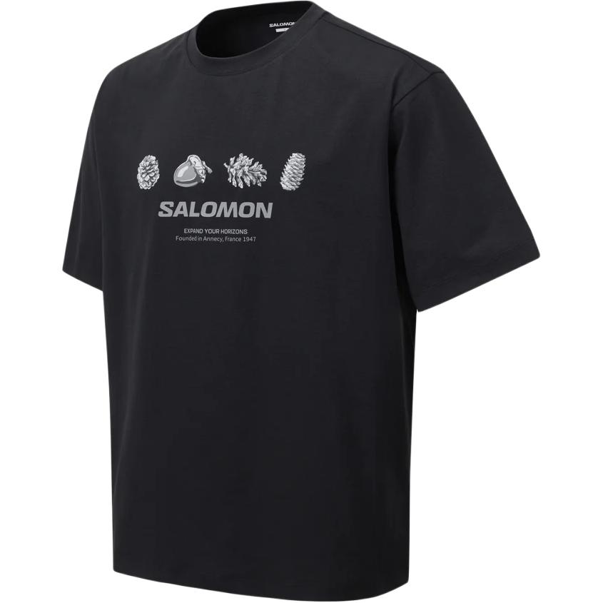 Salomon Logo Print Loose Fit Crew Neck Short Sleeve T-Shirt Unisex T-Shirts Black C28622